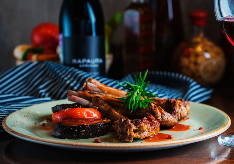 Roast Goat or Lamb with Thyme and Roasted Cherry Tomatoes